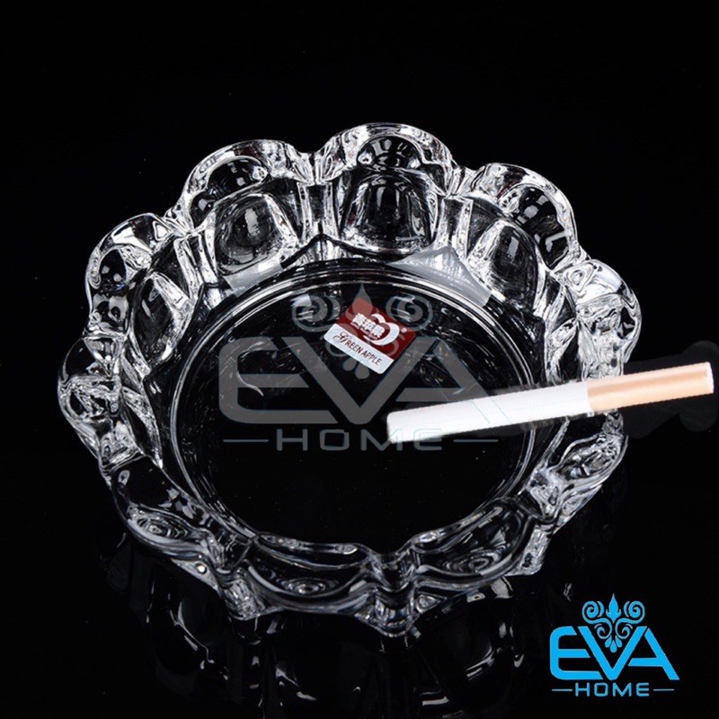 Gạt Tàn Thuốc Thuỷ Tinh Cao Cấp Glass Ashtray Kiểu Dáng Tròn Cánh Hoa Sang Trọng Deli 1025 M3334