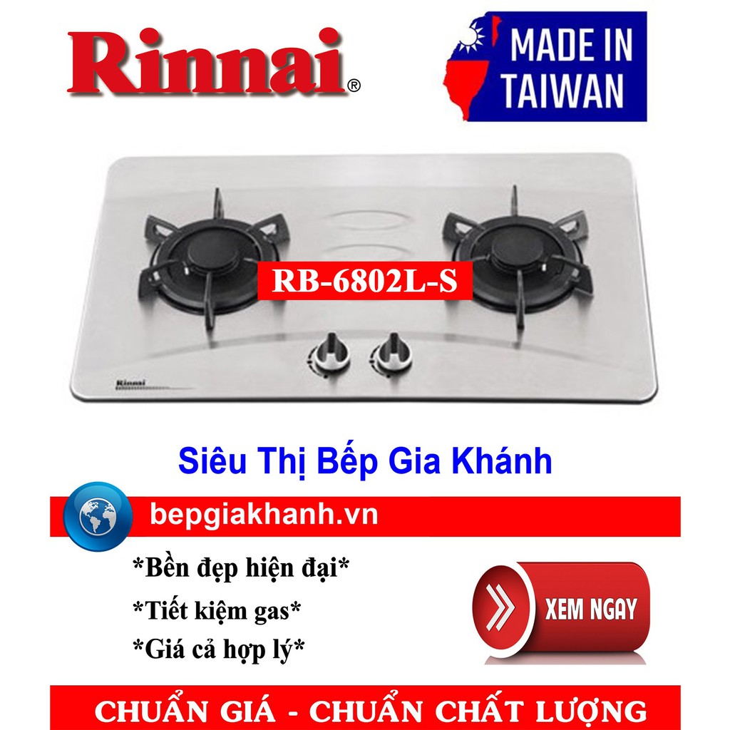 Bếp gas âm Rinnai RB-6802L-S nhập khẩu Đài Loan