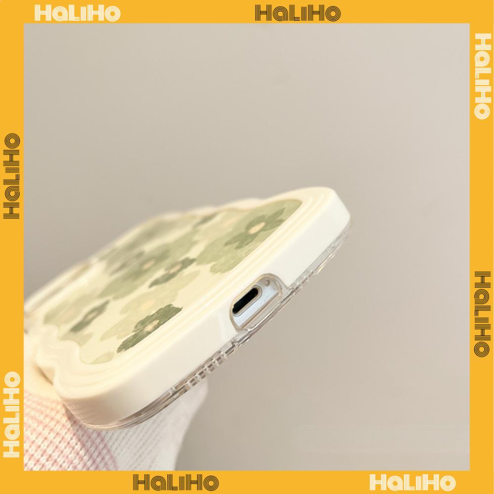 iPhone Case Candy Color Wave 2-in-1 Silicone Soft Case Airbag Shockproof Protection Camera Green Flowers Compatible For iPhone 11 Pro Max 13 Pro Max 12 Pro Max 7Plus xr XS Max