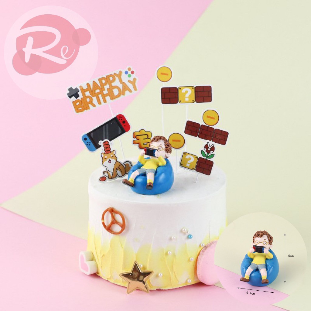 [SIÊU RẺ❤️] – Em bé Chơi game - Trang trí bánh sinh nhật bánh kem