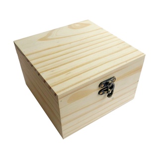 Hộp gỗ thông vuông nắp gỗ 15x15x10cm natural