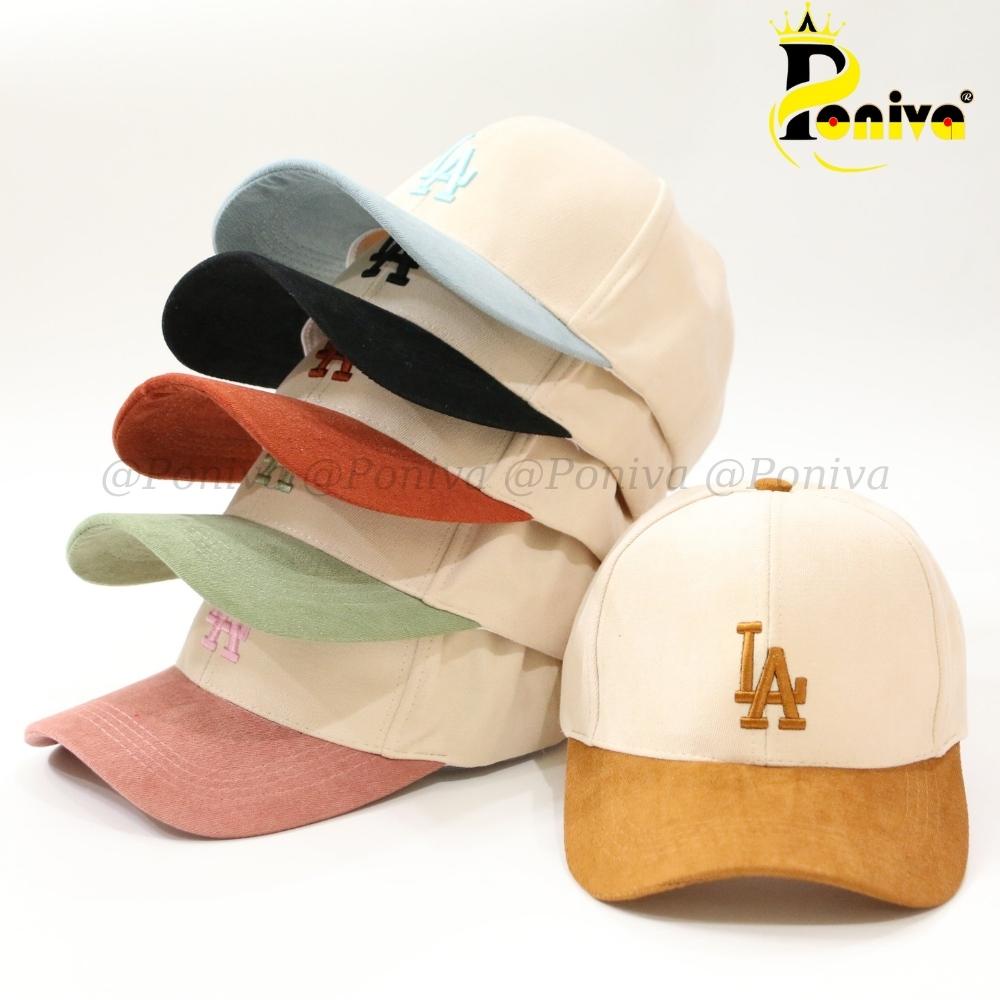 Mũ lưỡi trai ❤️ Nón kết thêu chữ L,A phối màu chất nhung mịn form unisex phong cách Ulzzang Thời trang PONIVA siêu hot
