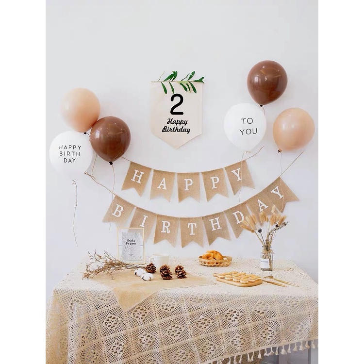 cờ vải Happy birthday in số tuổi phong cách hàn quốc