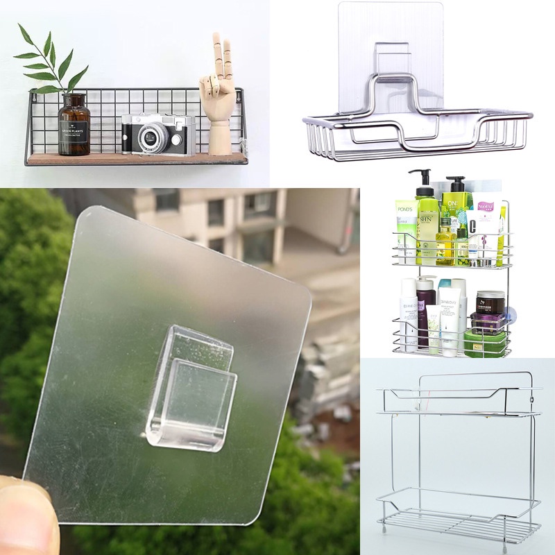 Móc dán tường Houseeker trong suốt siêu dính tiện dụng treo đồ dùng nhà tắm/ nhà bếp