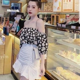 Sét váy hoa cúc trễ vai ❤️FREESHIP❤️ Sét 3 món váy hoa cúc tiểu thư