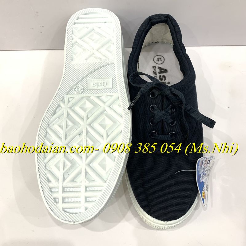 Giày Vải Asia màu xanh đen Có Dây Buộc- Hình thật