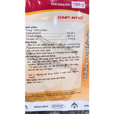 1 gói HAN - SULPHA 100g dùng cho cá tôm nuôi nước ngọt trong ao hồ
