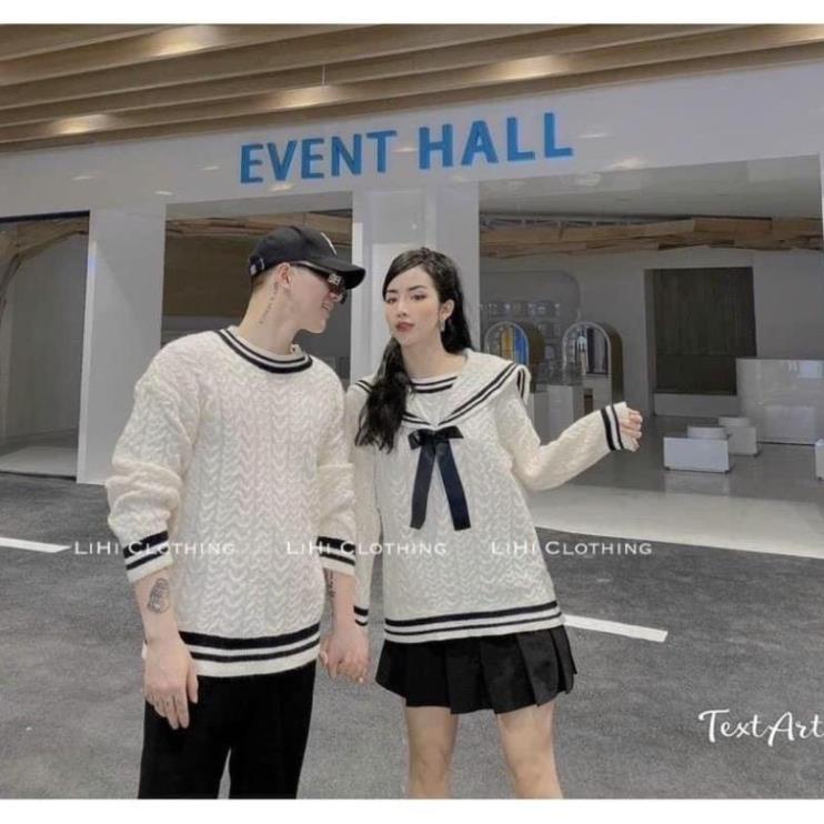 Áo Len Đôi Nam Nữ Mùa Đông, Áo Len Nữ Màu Trắng Dài Tay Cổ Thủy Thủ Form Rộng Kiểu Hàn Quốc Chất Len Thừng Dày Dặn. TAMI | BigBuy360 - bigbuy360.vn