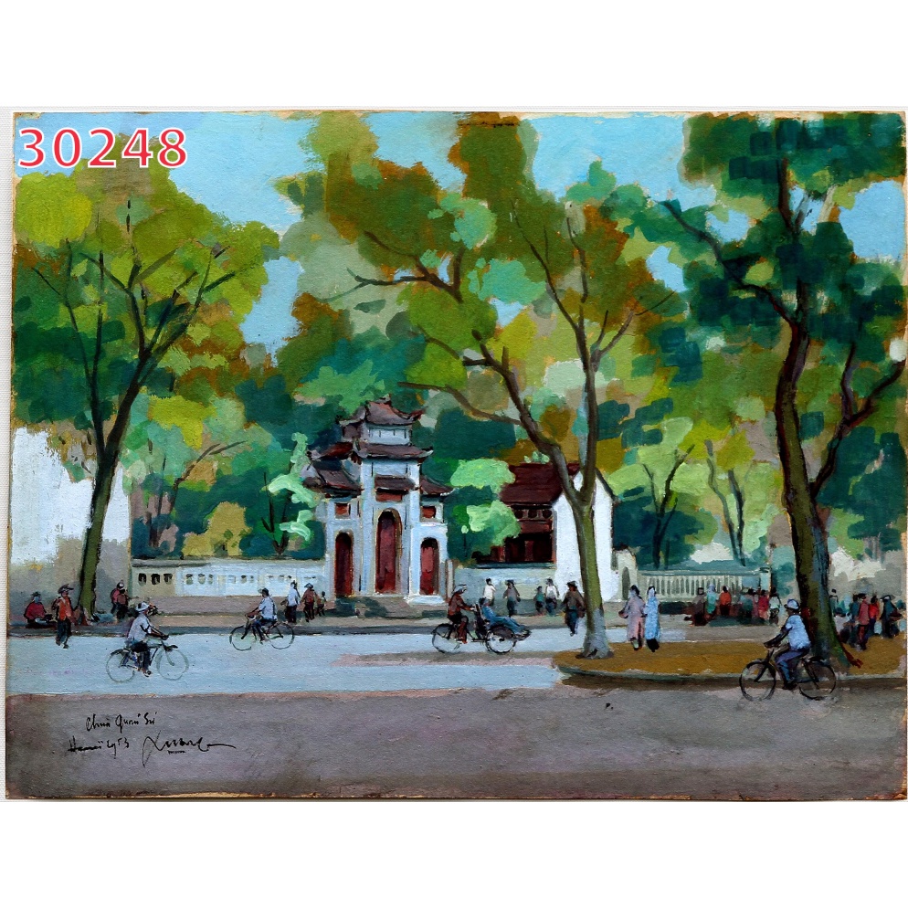 Tranh quán trà chanh chủ đề chùa một cột, lăng bác dán lên tường theo mọi kích thước yêu cầu