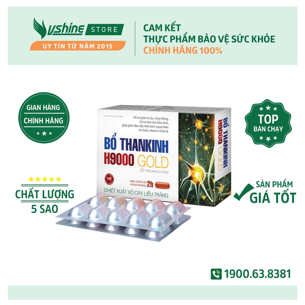 Viên Uống Bổ THANKINH H9000 VSHINE - Hộp 20 Viên – Hỗ Trợ Giảm Đau Thần Kinh Ngoại Biên, Giảm Lo Âu
