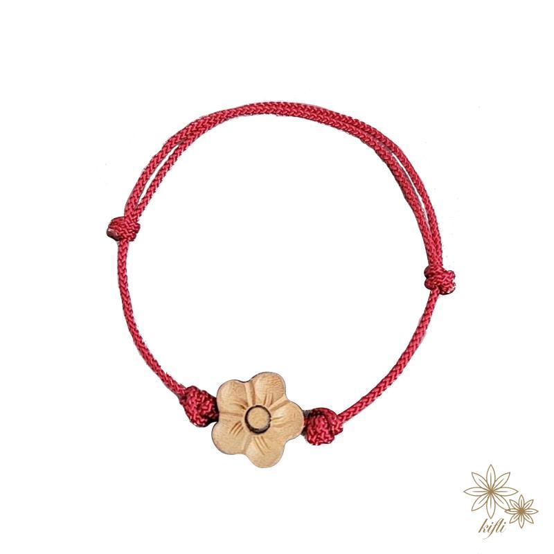 🌸Vòng Đeo Tay May Mắn Bằng Gỗ Đào Khắc Họa Tiết Hoa Mận Xinh Xắn
