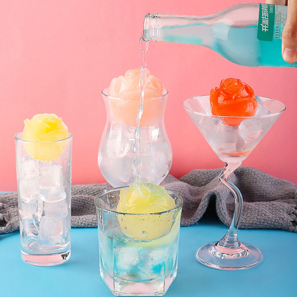 Khuôn silicone làm đá viên hình hoa hồng 3d tái sử dụng