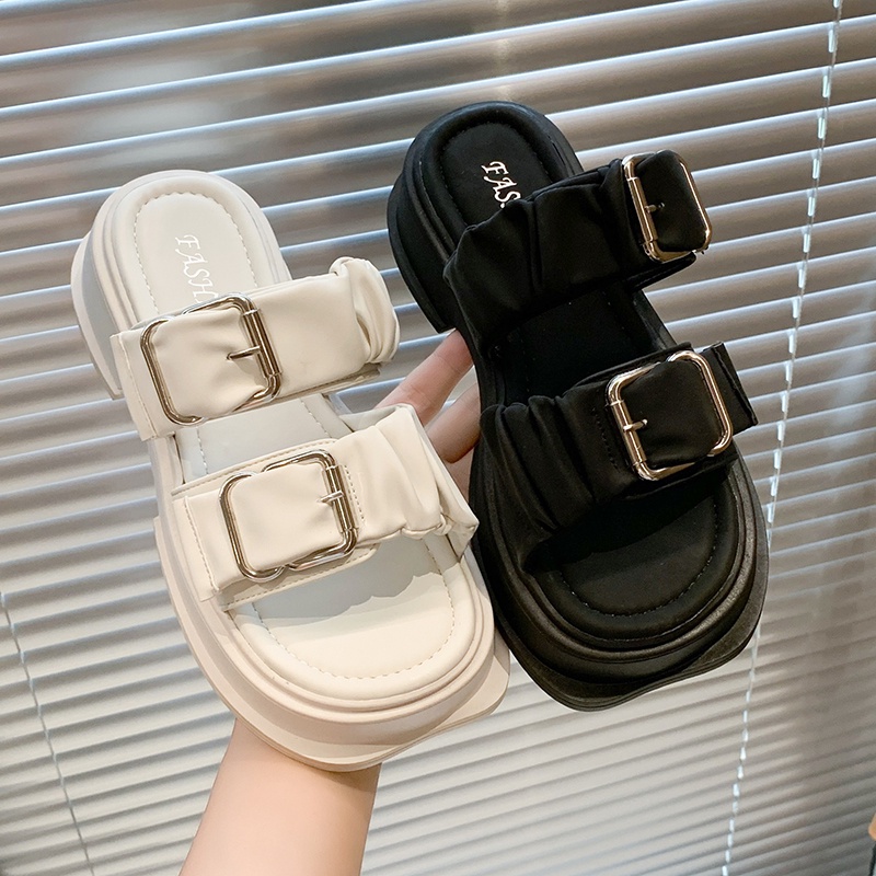 Dép Sandal Đế Dày Có Khóa Gài Thời Trang Dễ Phối Đồ Cho Nữ