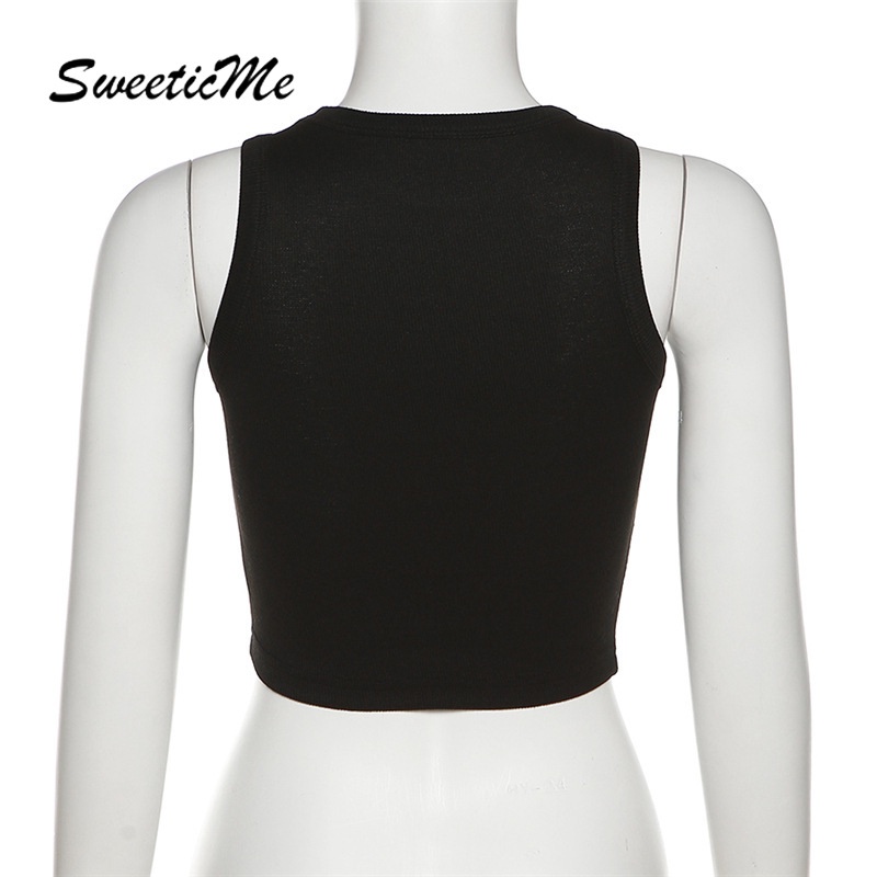 Áo Tank Top Sát Nách Cổ Tròn Dáng Ôm In Họa Tiết Thời Trang Quyến Rũ Cho Nữ