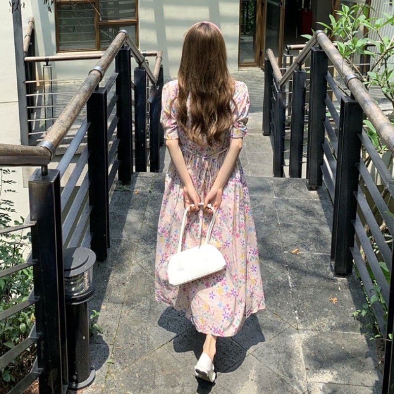 Váy babydoll hoa nhí hot trend mùa hè 2021 - Đầm babydoll dáng dài 2 màu hoa lớn