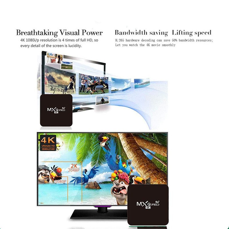 TV Box thông minh MXQ PRO 5G 4K HD 4G + 64G điều khiển từ xa giải mã đa phương tiện sử dụng tại nhà