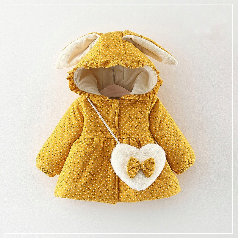Áo Khoác Cho Bé Gái - Trending Kids - Áo Khoác Nỉ Trần Bông Tai Thỏ kèm túi Đáng Yêu Cho Bé, Chất mềm