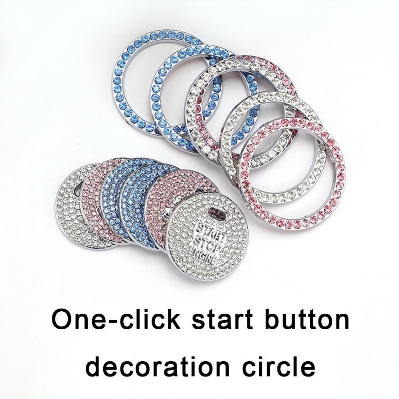Vòng Dán Trang Trí Nút Khởi Động Xe Hơi Một Nút Họa Tiết Đính Đá Lấp Lánh Sáng Tạo