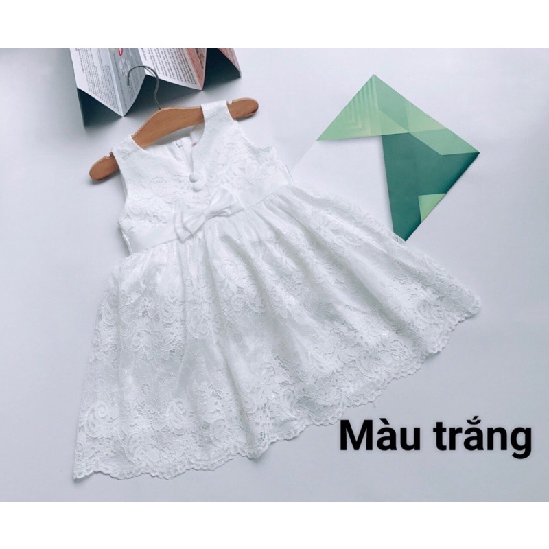 Đầm ren công chúa màu trắng (14-22kg )