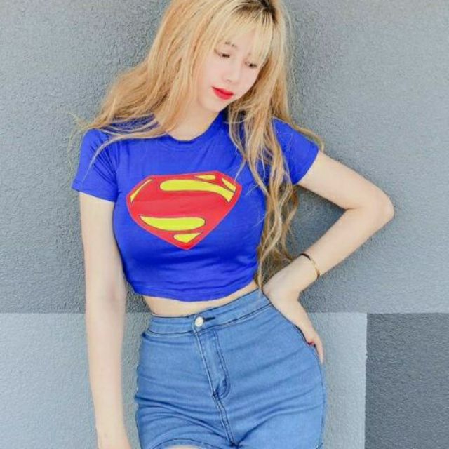 [Mã FASHIONT4WA2 giảm 10K đơn 50K] Áo croptop Superman siêu tôn dáng cực sang chảnh (HÌNH THẬT 100%)