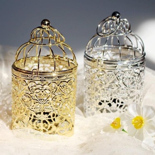 Giá nến lồng chim trang trí bàn tiệc, lồng nến tealight