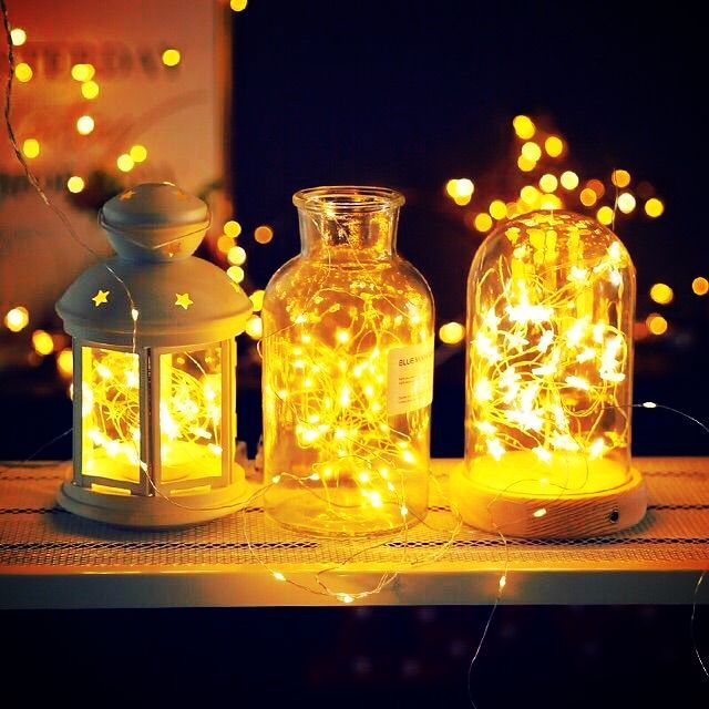 Đèn Led đom đóm Fairy light 5 mét, 10 mét Vàng Nắng xài pin ( tặng pin )