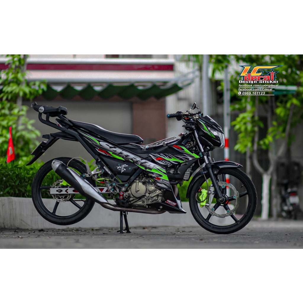 Tem rời Satria đen xanh lửa cực chất mẫu (MỚI)