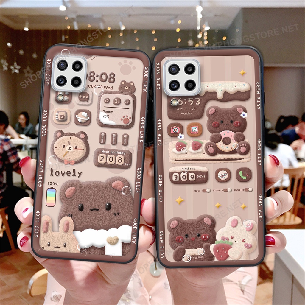 Ốp lưng Samsung M32 / M62 / M33 / M53 in họa tiết caro, mẫu gấu cực đáng yêu / ốp gấu cute giá rẻ