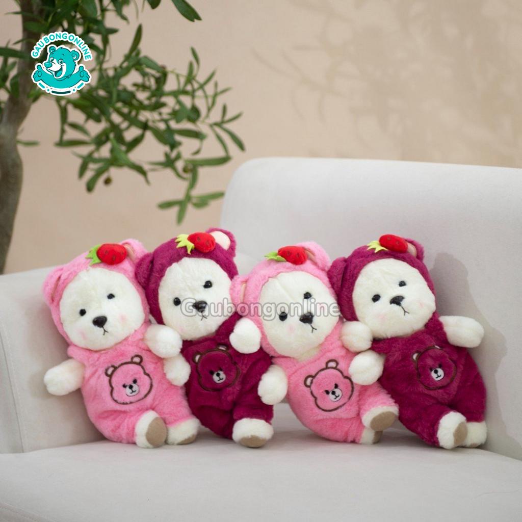 Gấu Bông Lena Mặc Yếm Họa Tiết Mặt Gấu Dễ Thương, Gấu Bông Online Cao Cấp