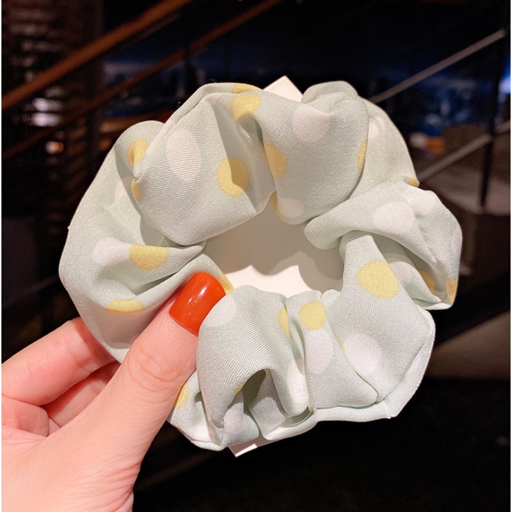 RẺ VÔ ĐỊCH  DÂY BUỘC TÓC SCRUNCHIES HỌA TIẾT CHẤM BI XINH XẮN CHO NỮ