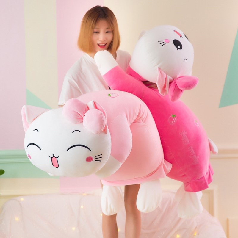 Gấu Bông Mèo Kitty Nơ Dâu - Gối Ôm Gấu Bông Mina