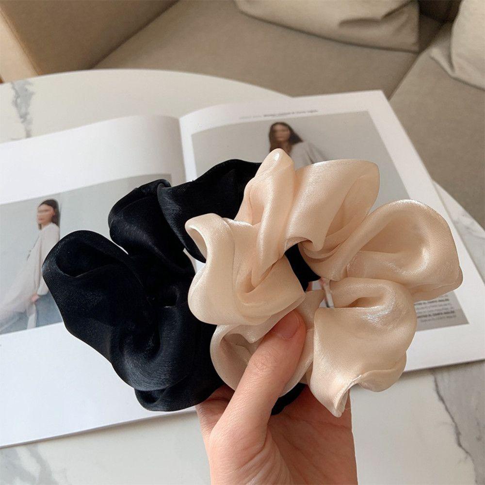 ZAIJIE24 Dây Buộc Tóc Đuôi Ngựa Bằng Lụa Satin Co Giãn Cho Nữ