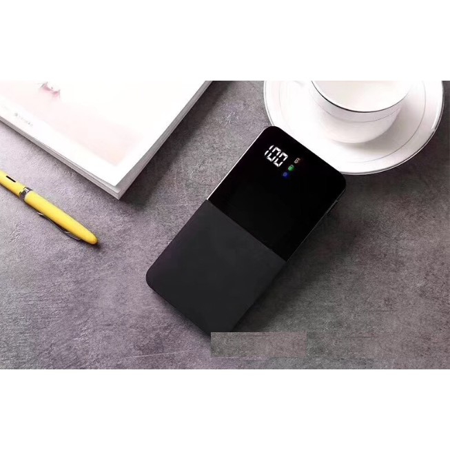 Pin Sạc Dự Phòng Siêu Mỏng Mặt Kính Mini Z80 10000mAh Power Bank Sạc Nhanh 2.1A Đèn Led Chữ Số 2 cổng đầu ra USB