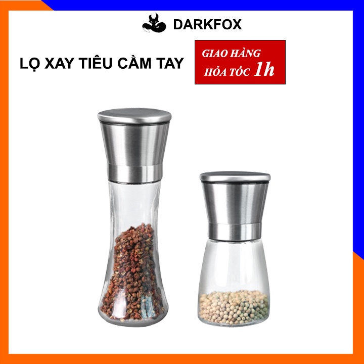 Lọ xay tiêu cầm tay viền Inox 304 vặn vừa tay - cối xay tiêu cầm tay vặn Inox cao cấp LXT01
