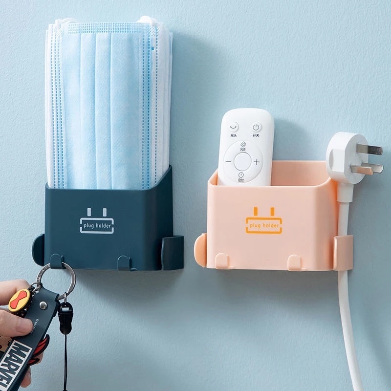 1 Giá Đỡ Điện Thoại Gắn Tường Kèm 2 Móc Treo Điều Khiển Từ Xa Bằng Nhựa Tiện Dụng
