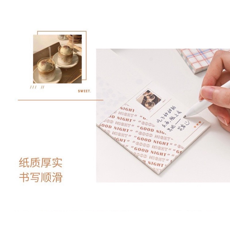 Giấy note ghi chú hai màu 50 tờ trang trí sổ bullet journal