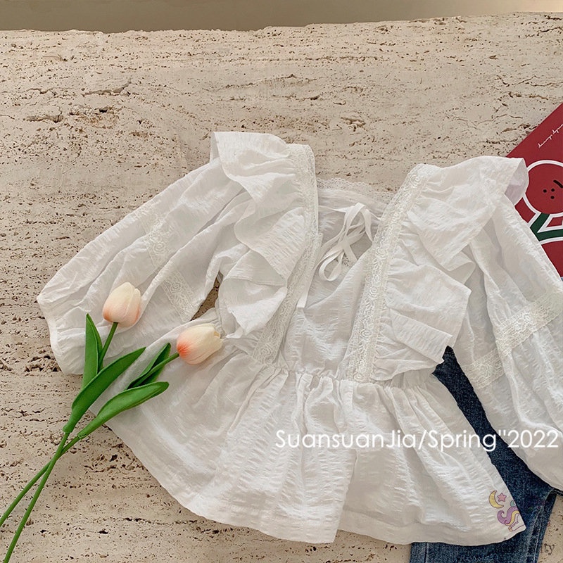 Áo Sơ Mi Dài Tay Phong Cách Hàn Quốc Cho Bé Gái