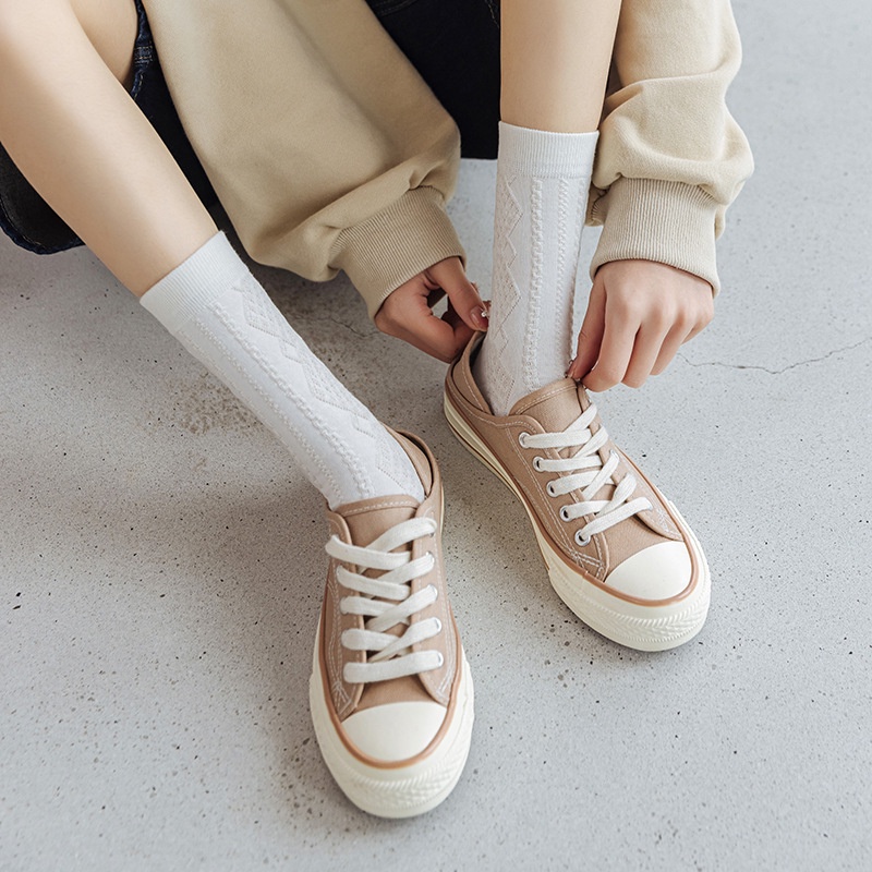 Vớ Cotton Cổ Cao Vừa Phong Cách Retro Nhật Bản Thời Trang Mới