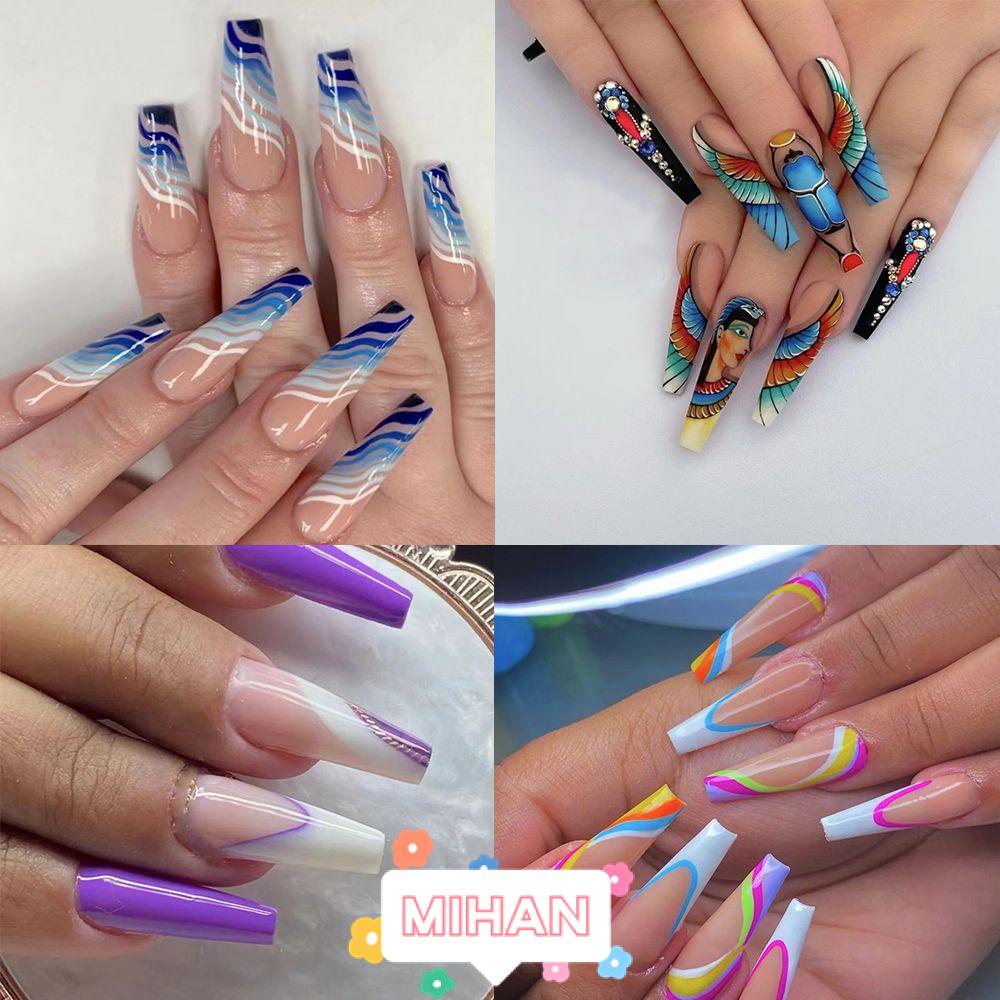 MIHAN1 24pcs/Box Press On Nails Wearable Detachable Nail Tips Coffin False Nails Artificial Manicure Tool Ballerina Full Cover Fake Nails