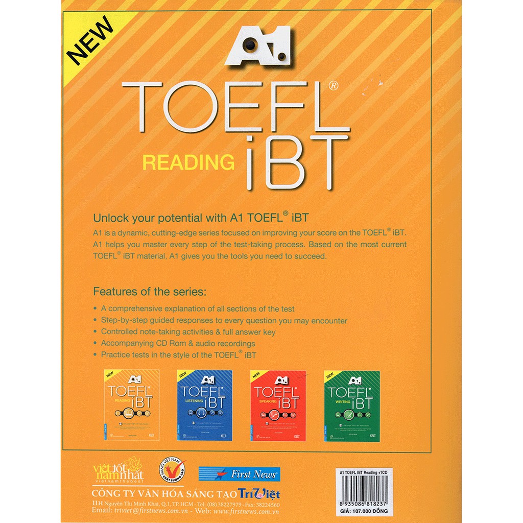 Sách - Giáo Trình A1 Toefl iBT - Reading (Tặng Kèm 1CD)