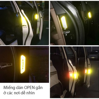 Bộ 4 Miếng dán cửa xe Open phản quang cảnh báo va chạm