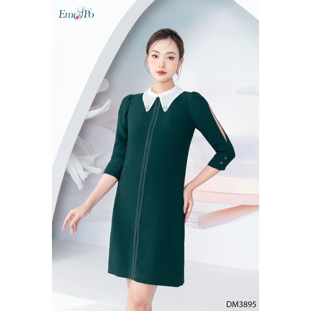 Đầm suông cổ phối vảI, tay sẻ Emspo DM3895
