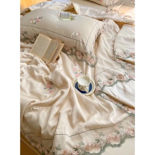 Bộ chăn ga tencel 100s cúc hoạ mi naive daisy - set chăn chần ga gối bee house
