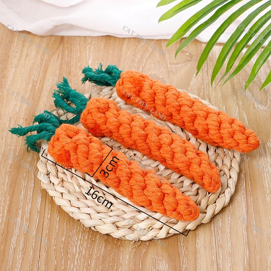 ĐỒ CHƠI CHÓ MÈO, SỢI DÂY THỪNG COTTON HÌNH CÀ RỐT, GẶM NHẮM, MÀI RĂNG, GIẢM NGỨA RĂNG