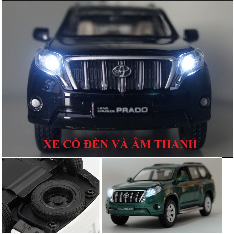 Xe mô hình ô tô Toyota Land cruiser PRADO bằng sắt tỉ lệ 1:32 có âm thanh và đèn khi mở cửa