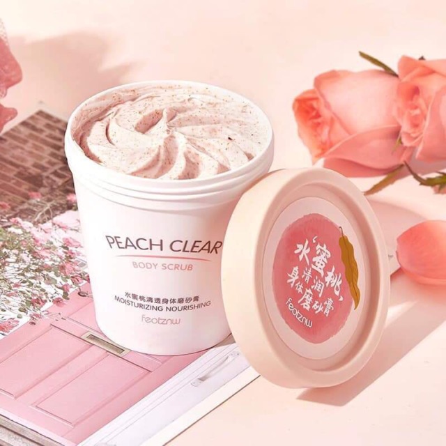 KEM TẨY TẾ BÀO CHẾT CÓ HẠT body TỪ QUẢ ĐÀO heyxi, dưỡng da tẩy ,chăm sóc da ice cream  Peach 200g