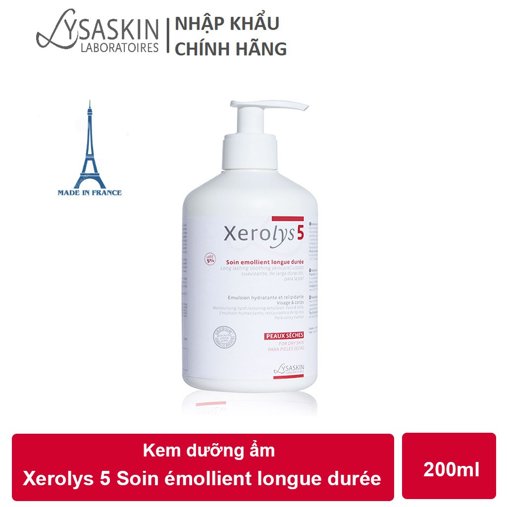 Kem dưỡng ẩm cho da khô, da lão hóa Xerolys 5 Soin Emollient Longue Duree - 200ml