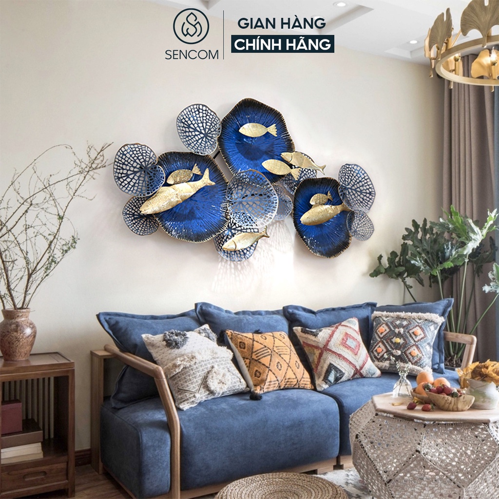 Tranh sắt treo tường nghệ thuật cá SENCOM đồ vật decor trang trí nhà cửa mã B114