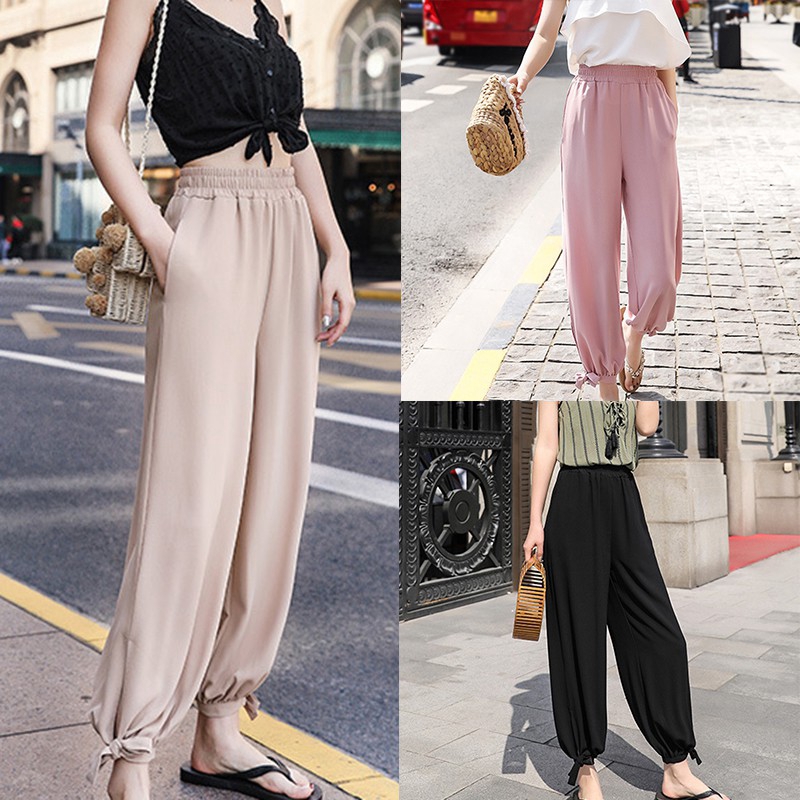 Quần Ống Rộng Lưng Cao Phong Cách Hàn Quốc