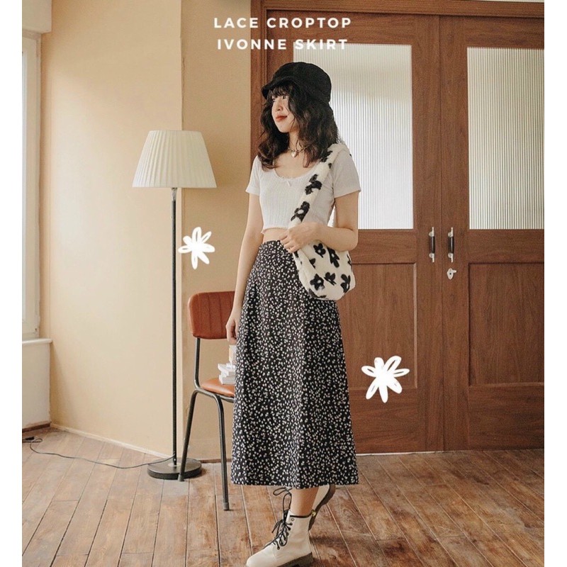 SET ÁO CROP VÀ CHÂN VÁY HOA MIDI | BigBuy360 - bigbuy360.vn